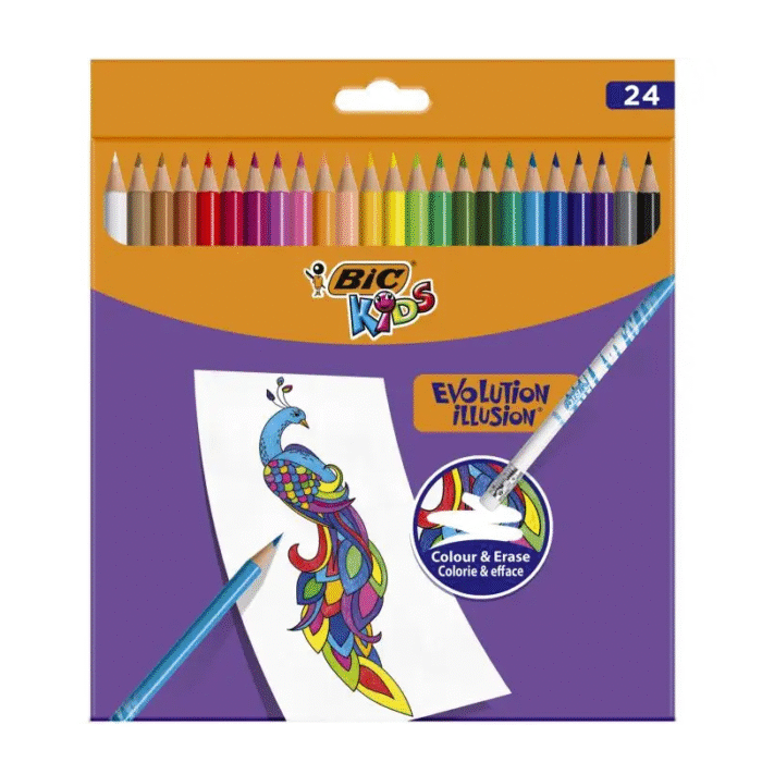 Pack de 24 crayons de couleurs – Evolution Illusion