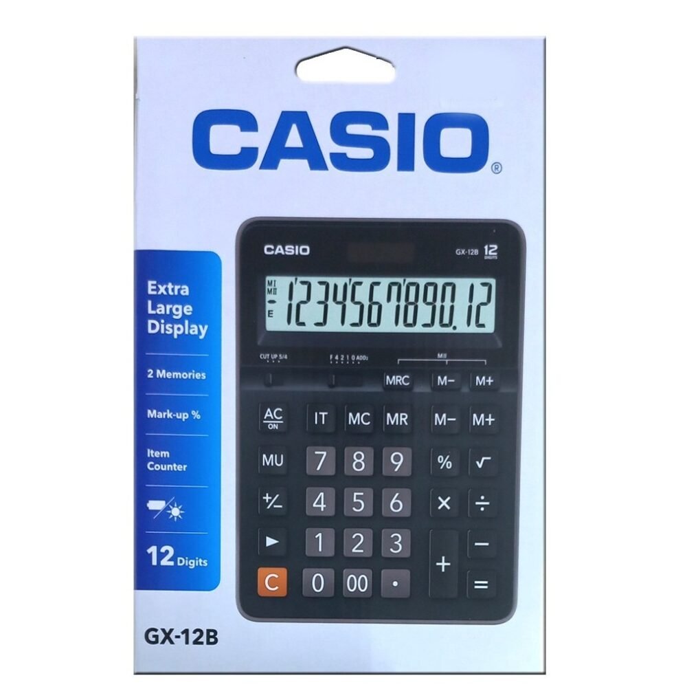 Casio GX-12B 12-Digit Calculatrice Grand Format (Noir)