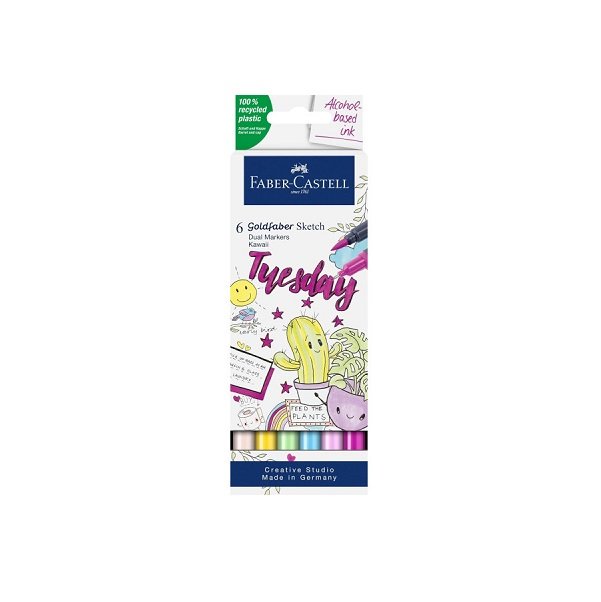 6 feutres - Dessin - Faber-Castell - Goldfaber Sketch - Double pointe - Teintes Kawaii