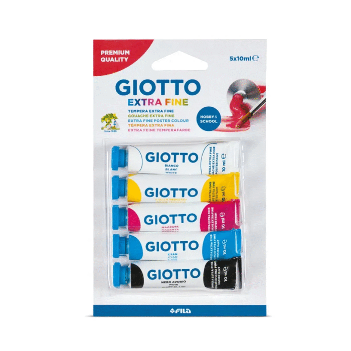 Giotto - 5 tubes peinture gouache - couleurs primaires - 10 ml