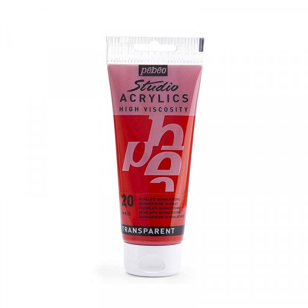 Tube de peinture acrylique - Ecarlate quinacridone - Pébéo - Studio - 100 ml