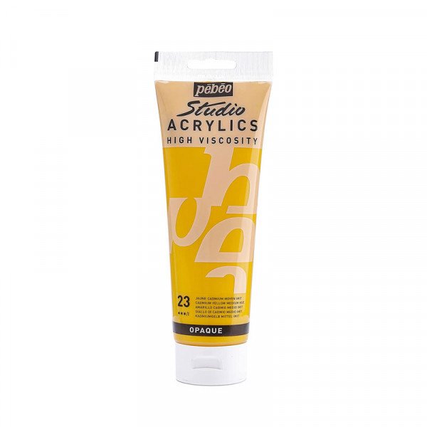 Tube de peinture acrylique - Jaune cadmium moyen - Pébéo - Studio - 100 ml