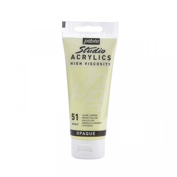 Tube de peinture acrylique - Jaune lumière - Pébéo - Studio - 100 ml