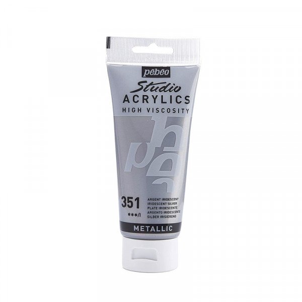 Tube de peinture acrylique - Métallisé - Argent iridescent - Pébéo - Studio - 100 ml