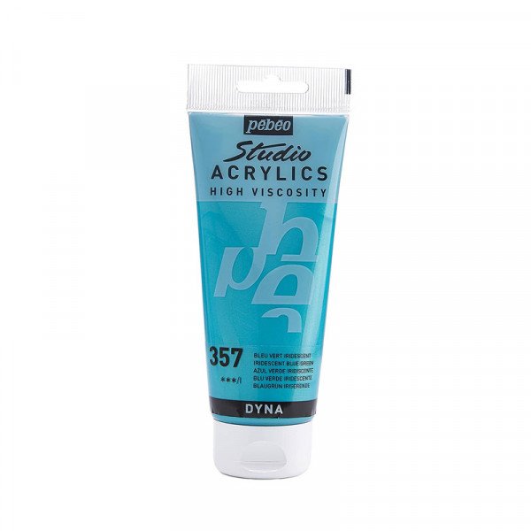 Tube de peinture acrylique - Métallisé - Bleu vert iridescent - Pébéo - Studio - 100 ml