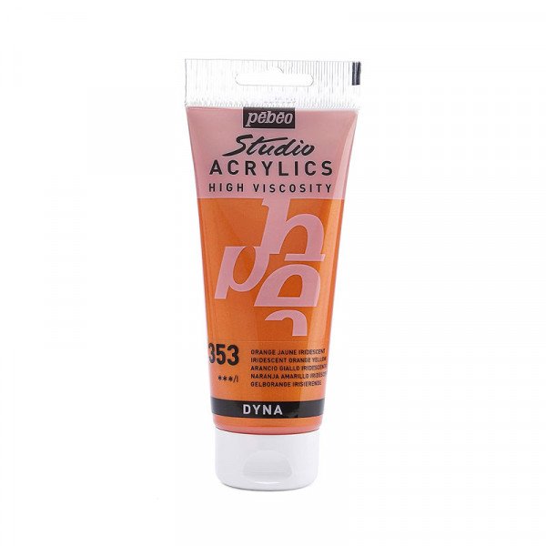 Tube de peinture acrylique - Métallisé - Orange jaune iridescent - Pébéo - Studio - 100 ml