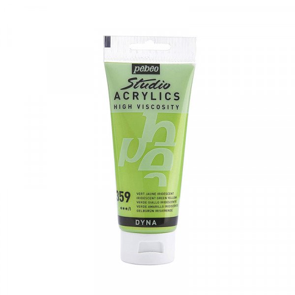 Tube de peinture acrylique - Métallisé - Vert jaune iridescent - Pébéo - Studio - 100 ml