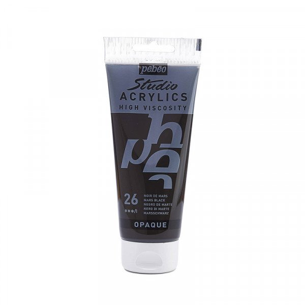 Tube de peinture acrylique - Noir de Mars - Pébéo - Studio - 100 ml