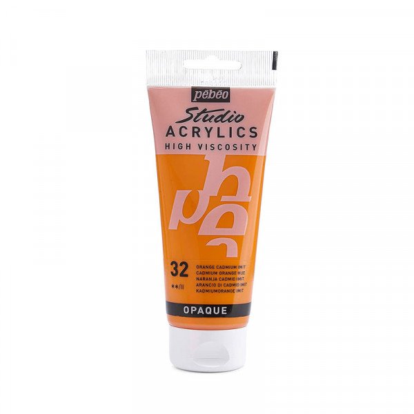 Tube de peinture acrylique - Orange cadmium imitation - Pébéo - Studio - 100 ml