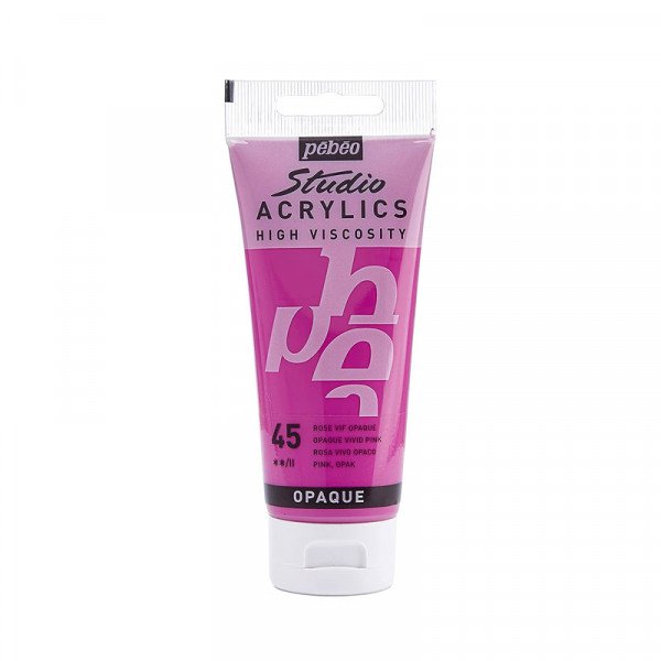 Tube de peinture acrylique - Rose vif opaque - Pébéo - Studio - 100 ml