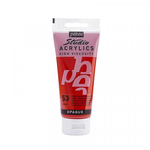 Tube de peinture acrylique - Rouge cadmium foncé - Pébéo - Studio - 100 ml