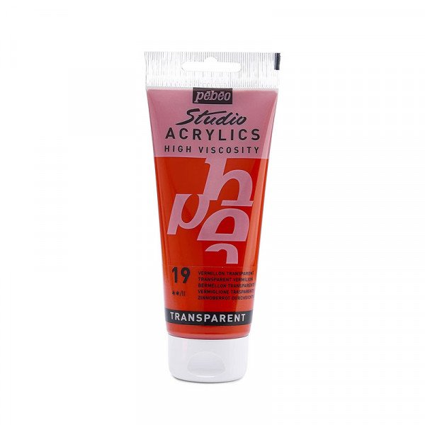 Tube de peinture acrylique - Vermillon transparent - Pébéo - Studio - 100 ml